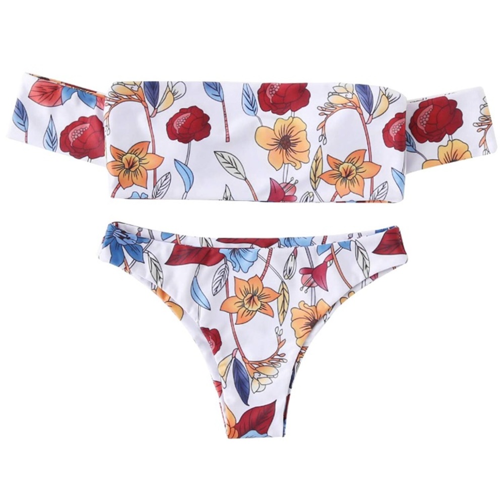 LAST ONE Medium🦞Spring Floral off shoulder Bikini - Picture 2 of 7